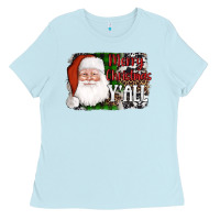 Baby Blue santa merry christmas y'all Ladies Tee - AdoDesignShop