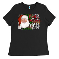 Black santa merry christmas y'all Ladies Tee - AdoDesignShop
