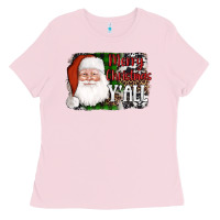 Bubblegum Pink santa merry christmas y'all Ladies Tee - AdoDesignShop