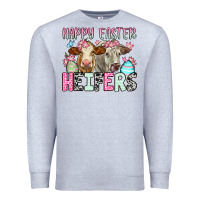 Heather Grey Happy Easter Heifers Premium Sweatshirt - OliviaCreatesArt