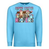 Ocean Blue Happy Easter Heifers Premium Sweatshirt - OliviaCreatesArt