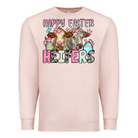 Pale Pink Happy Easter Heifers Premium Sweatshirt - OliviaCreatesArt