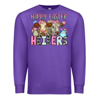 Purple Happy Easter Heifers Premium Sweatshirt - OliviaCreatesArt