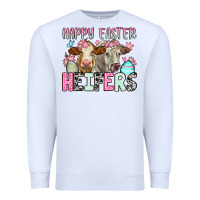 White Happy Easter Heifers Premium Sweatshirt - OliviaCreatesArt