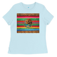 Baby Blue serape leopard mexican Ladies Tee - Jasminsmagicworld