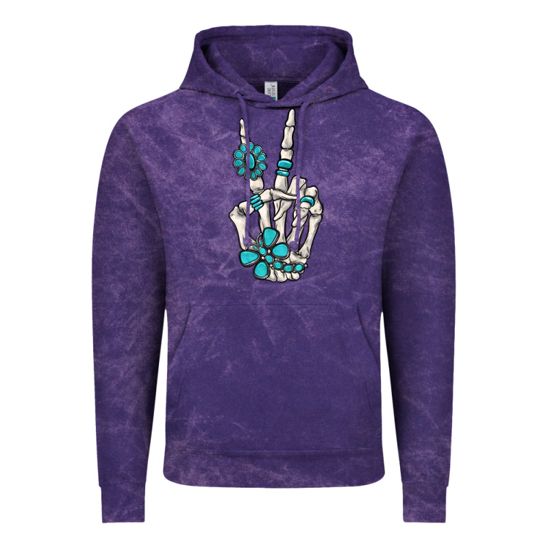 Turquoise Gemstone Skeleton Hand Vintage Hoodie by MaliasSmallBusiness | Teevron