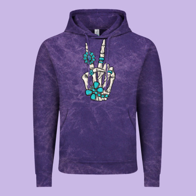 Turquoise Gemstone Skeleton Hand Vintage Hoodie Designed By Maliassmallbusiness