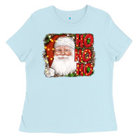 Baby Blue christmas ho ho ho santa clause Ladies Tee - AdoDesignShop