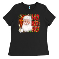 Black christmas ho ho ho santa clause Ladies Tee - AdoDesignShop