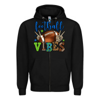 Black Football vibes green and blue Zipper Hoodie - HowdyJamesFarm