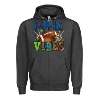 Charcoal Heather Football vibes green and blue Zipper Hoodie - HowdyJamesFarm
