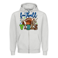 Dove Grey Football vibes green and blue Zipper Hoodie - HowdyJamesFarm