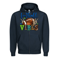 Navy Football vibes green and blue Zipper Hoodie - HowdyJamesFarm