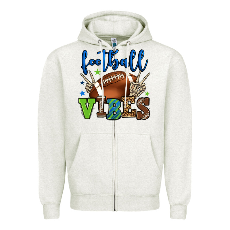 Football Vibes Green And Blue Zipper Hoodie by HowdyJamesFarm | Teevron