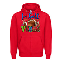 Red Football vibes green and blue Zipper Hoodie - HowdyJamesFarm