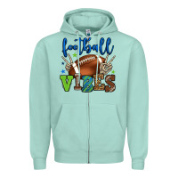 Seafoam Football vibes green and blue Zipper Hoodie - HowdyJamesFarm