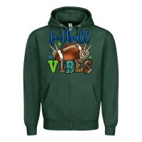 Sports Green Football vibes green and blue Zipper Hoodie - HowdyJamesFarm