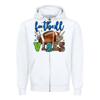 White Football vibes green and blue Zipper Hoodie - HowdyJamesFarm
