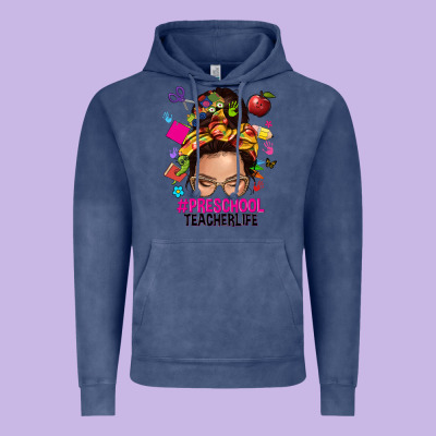 Preschool Teacher Life  Messy Bun Vintage Hoodie Designed By Nancycooperartshop