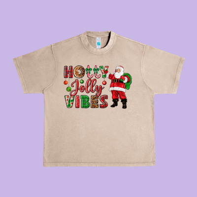 Holly Jolly Vibes Christmas With Santa Urban Heavy Tee Designed By Nancycooperartshop