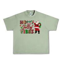 Oil Green Holly Jolly vibes Christmas with Santa Urban Heavy Tee - NancyCooperArtShop