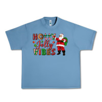 Pebble Blue Holly Jolly vibes Christmas with Santa Urban Heavy Tee - NancyCooperArtShop
