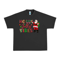 Pigment Black Holly Jolly vibes Christmas with Santa Urban Heavy Tee - NancyCooperArtShop