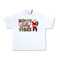 White Holly Jolly vibes Christmas with Santa Urban Heavy Tee - NancyCooperArtShop