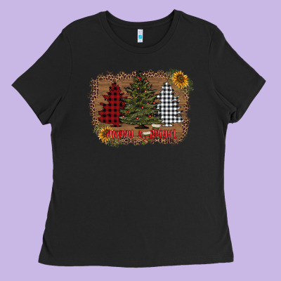 Merry And Bright With Tree's Ladies Tee Designed By Adodesignshop