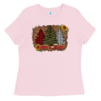 Bubblegum Pink merry and bright with tree's Ladies Tee - AdoDesignShop