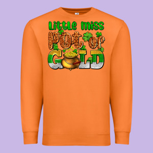 St. Patrick's Little Miss Pot Of Gold Premium Sweatshirt Designed By Oliviacreatesart