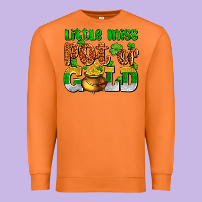 St. Patrick's Little Miss Pot Of Gold Premium Sweatshirt Designed By Oliviacreatesart