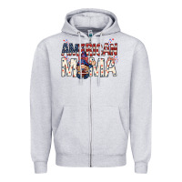 Heather Grey American mama with gnome Mother's Day Zipper Hoodie - HowdyJamesFarm