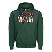Sports Green American mama with gnome Mother's Day Zipper Hoodie - HowdyJamesFarm
