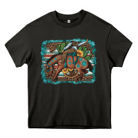 Asphalt bucking bronco cowboy rodeo cactus and sunflowers Heavy Core Tee - Artiststas