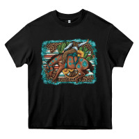 Black bucking bronco cowboy rodeo cactus and sunflowers Heavy Core Tee - Artiststas