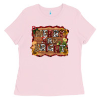 Bubblegum Pink merry and bright Ladies Tee - AdoDesignShop