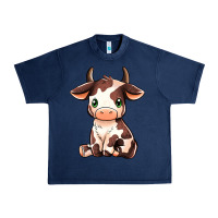 Navy Baby Brown Cow Urban Heavy Tee - MaliasSmallBusiness
