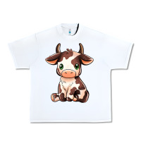White Baby Brown Cow Urban Heavy Tee - MaliasSmallBusiness