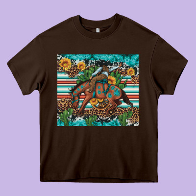 Bucking Bronco Cowboy Rodeo Cactus And Sunflowers Heavy Core Tee Designed By Artiststas
