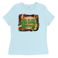 Baby Blue just a girl who loves christmas Ladies Tee - AdoDesignShop