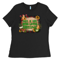 Black just a girl who loves christmas Ladies Tee - AdoDesignShop