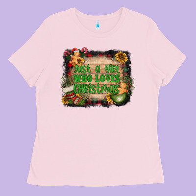 Just A Girl Who Loves Christmas Ladies Tee Designed By Adodesignshop