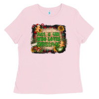 Bubblegum Pink just a girl who loves christmas Ladies Tee - AdoDesignShop