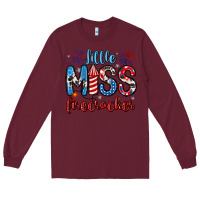 Burgundy little miss firecracker 4th of july Long Sleeve Tee - Artiststas