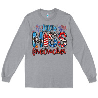 Heather Grey little miss firecracker 4th of july Long Sleeve Tee - Artiststas