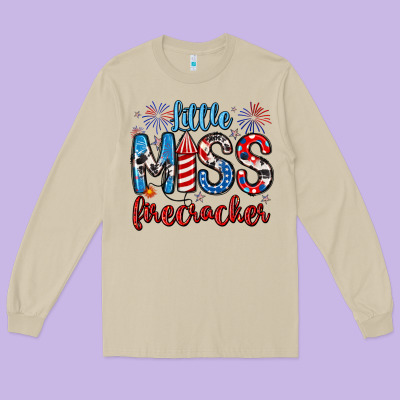 Little Miss Firecracker 4th Of July Long Sleeve Tee Designed By Artiststas