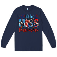 Navy little miss firecracker 4th of july Long Sleeve Tee - Artiststas