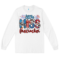 White little miss firecracker 4th of july Long Sleeve Tee - Artiststas