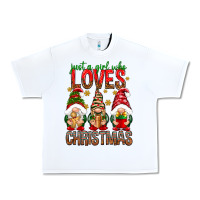 White Just a girl who loves Christmas Urban Heavy Tee - NancyCooperArtShop